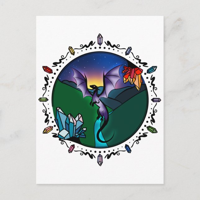 Postal Twilight Magical Crystal Elegant Amethyst Dragon (Anverso)