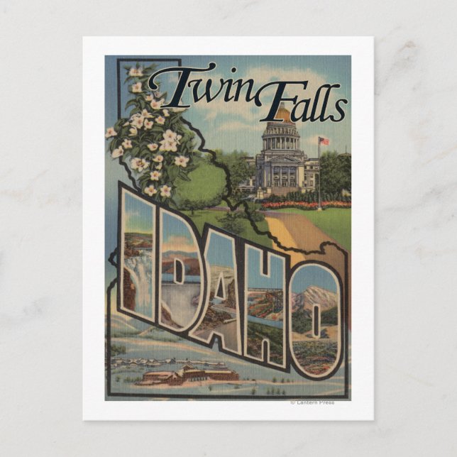 Postal Twin Falls, Idaho - Escenas de letras grandes (Anverso)