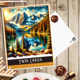 Postal Twin Lakes, Colorado Pintura Vintage