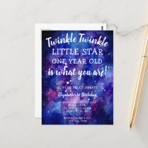Postal Twinkle Twinkle Little Star 1er cumpleaños Galaxia