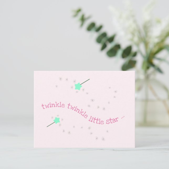 Postal Twinkle Twinkle Little Star, Magic Wand Baby Girl (Anverso de pie)