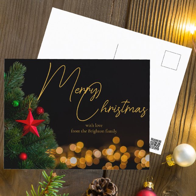 Postal Twinkling Gold ilumina la Navidad moderna de los c (Subido por el creador)