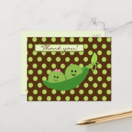 Postal Twins Peas en un Baby Shower de pod Gracias
