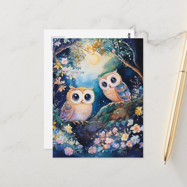 Postal Two adorable owls (Anverso/Reverso In Situ)