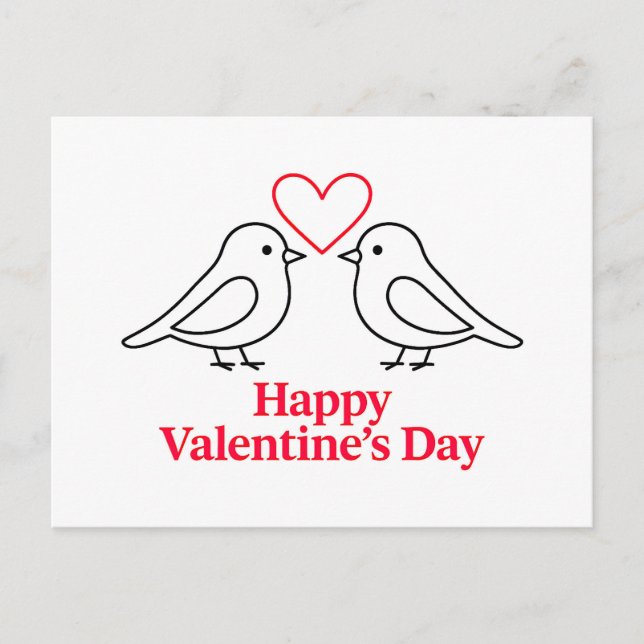Postal Two Birds with Heart – Valentine’s Day Card Design (Anverso)