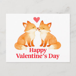 Postal Two Foxes with Heart – Valentine’s Day Illustratio