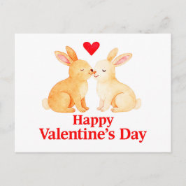 Postal Two Rabbits with Heart – Valentine’s Day Illustrat