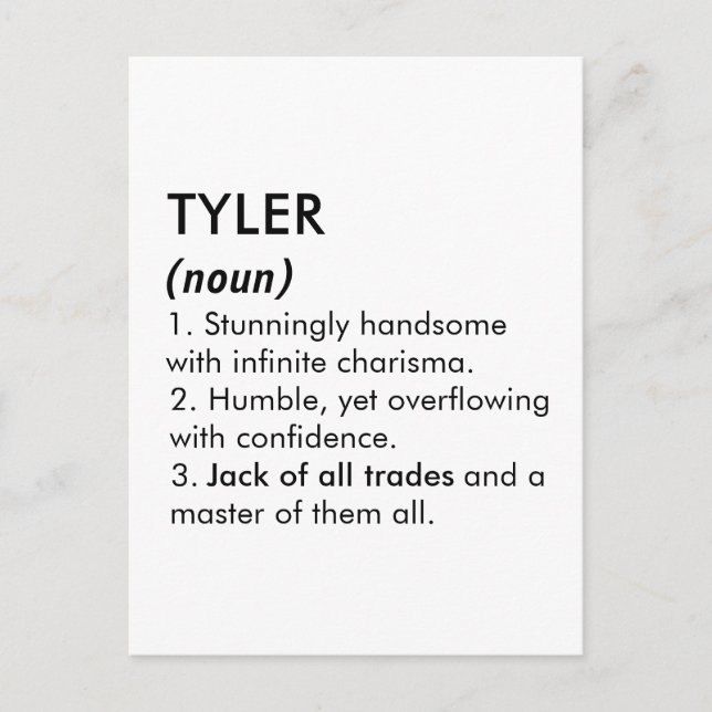 Postal Tyler name, Editable name, Custom name (Anverso)