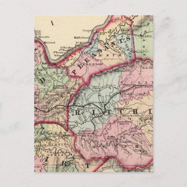 Postal Tyler, Ritchie, Pleasants, Wood, Wirt (Anverso)