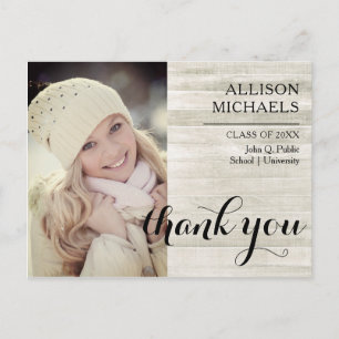 Postal Typography 2024 Wood Look Graduation Gracias