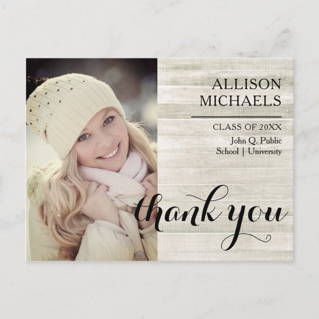 Postal Typography 2024 Wood Look Graduation Gracias (Anverso)