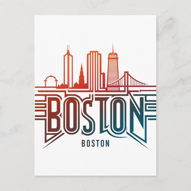 Postal Typography Boston City Skyline (Anverso)