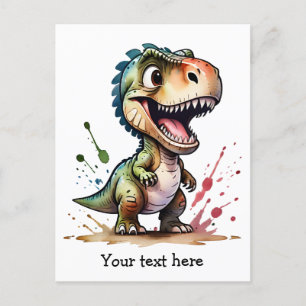 Postal Tyrannosaurus Rex Acuarela Salpicadura Personaliza
