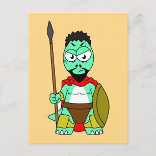 Postal Tyrannosaurus Rex disfrazado como Leonidas.