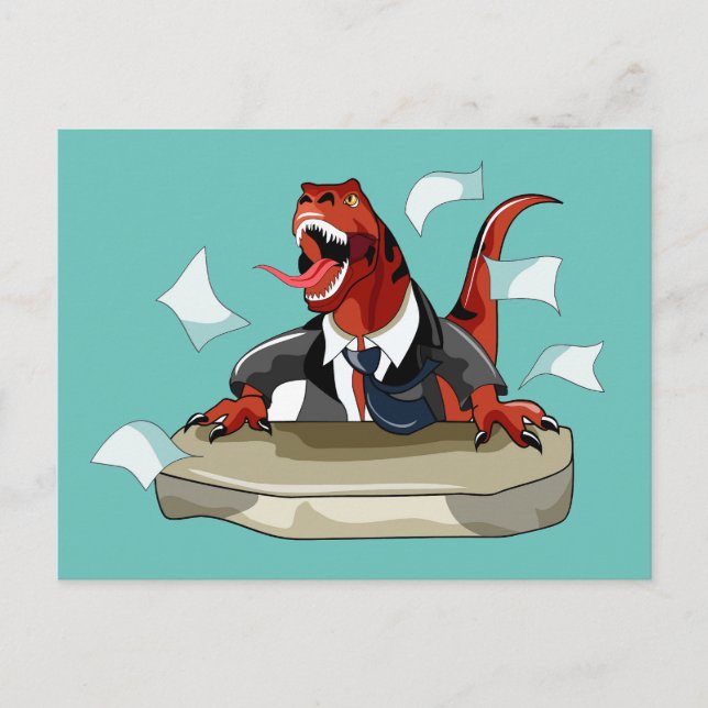 Postal Tyrannosaurus Rex Jefe Sentado En Un Escritorio. (Anverso)