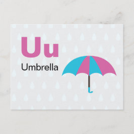 Postal U es para Umbrella - Alphabet Flash Card