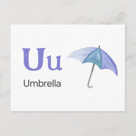 Postal U es para Umbrella - Alphabet Flash Card
