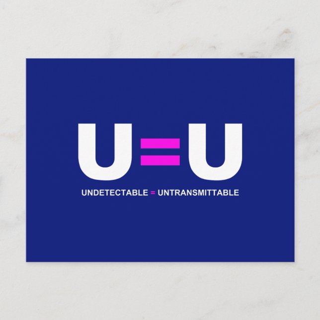 Postal U=U VIH Indetectable es igual a intransmisible (Anverso)