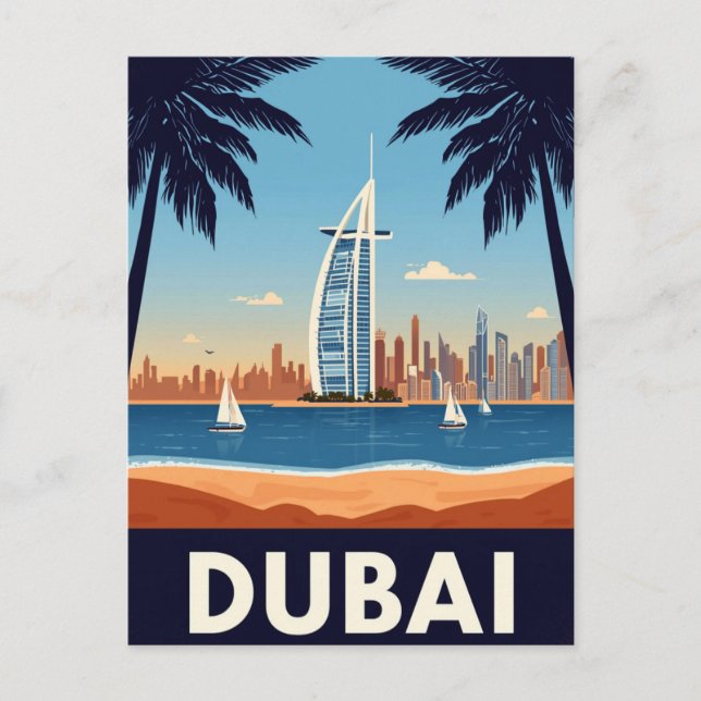 Postal UAE Burj Al Arab Beach Retro (Anverso)