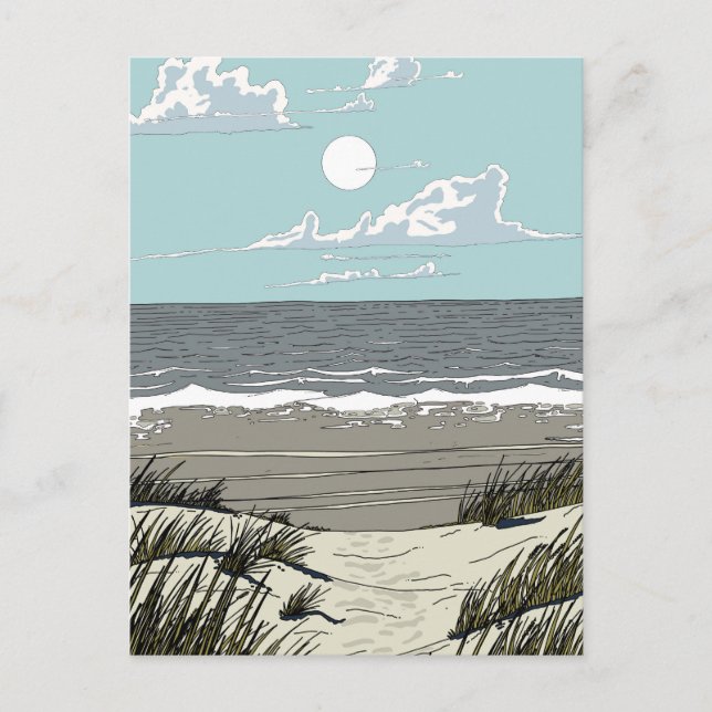 Postal Ubicación de playa de verano (Anverso)