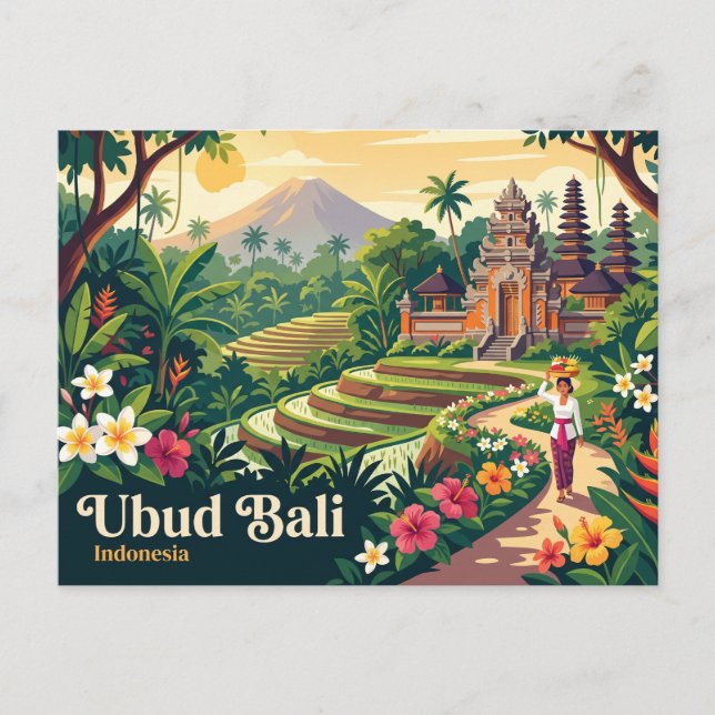 Postal Ubud Antiguo Bali Indonesia (Anverso)