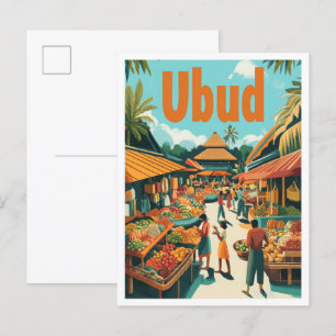 Postal Ubud Bali Indonesia Ilustracion de Viajes por Vint
