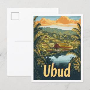 Postal Ubud Bali Indonesia Ilustracion de Viajes por Vint