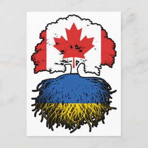 Postal Ucrania Bandera de raíces de árbol canadiense cana