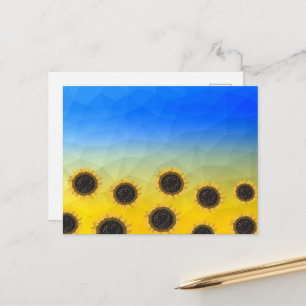 Postal Ucrania patrón de malla de geometría azul amarillo