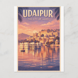 Postal Udaipur, India, en un clásico viaje retro