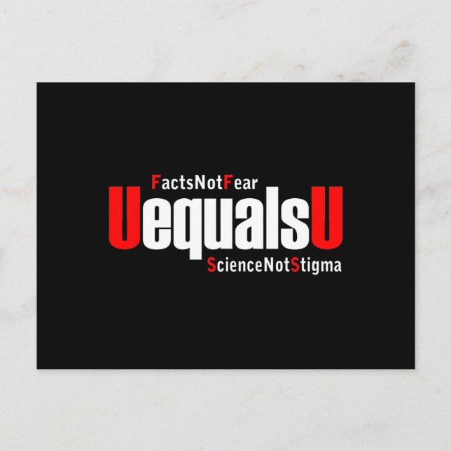 Postal UEqualsU Hechos sobre el VIH No Miedo Ciencia No E (Anverso)