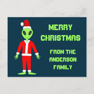 Postal UFO Ho Padre Personalizado alienígena de Navidad