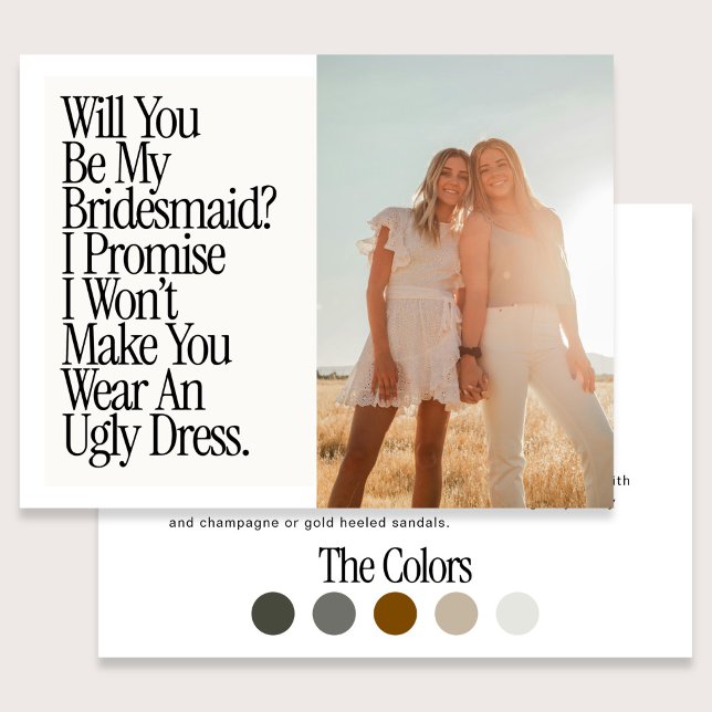 Postal Ugly Dress Retro Photo Be My Bridesmaid (Subido por el creador)