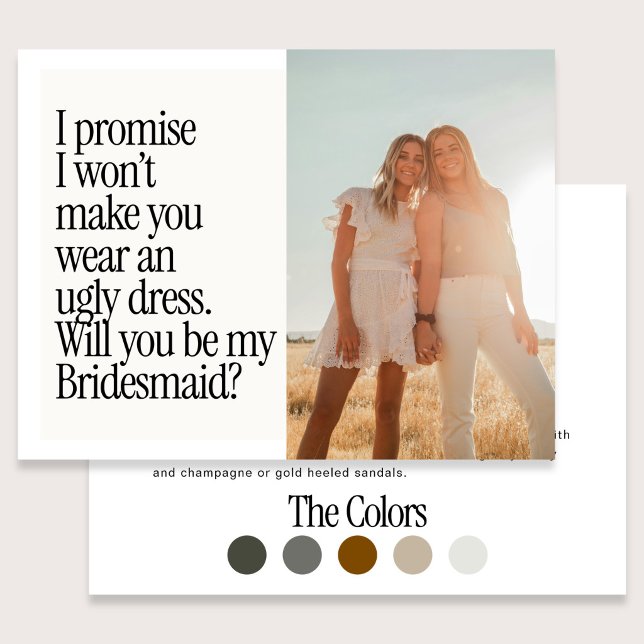 Postal Ugly Dress Retro Photo Be My Bridesmaid (Subido por el creador)