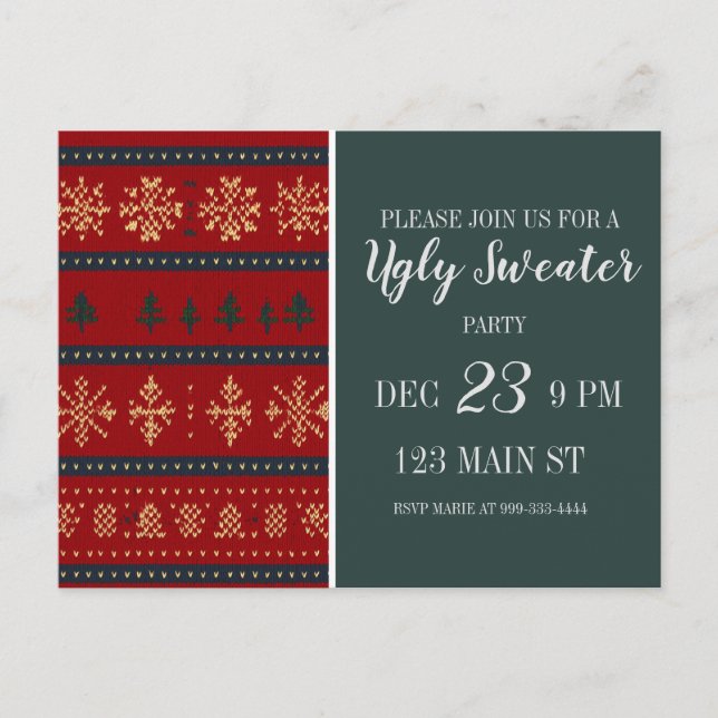 Postal Ugly Sweater Party Invitation  (Anverso)