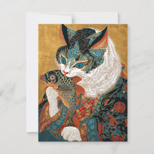 Postal Ukiyo-e Cat   Arte japonés