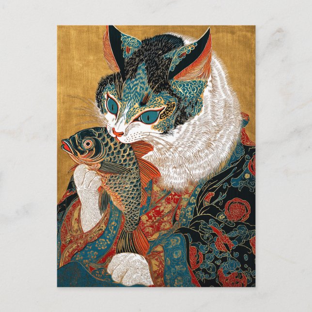 Postal Ukiyo-e Cat | Arte japonés (Anverso)