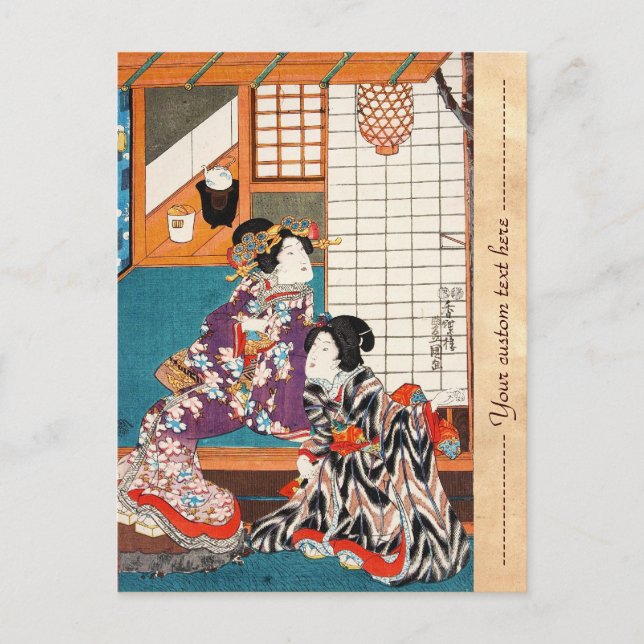 Postal Ukiyo-e geishas Utagawa (Anverso)