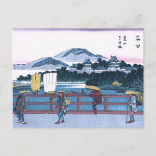 Postal Ukiyo-e japonés del puente Yoshida por Hiroshige