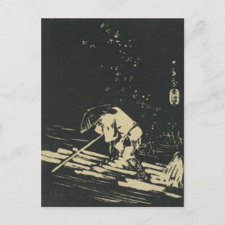 Postal Ukiyo-e japonés monocromo