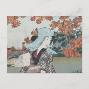 Postal Ukiyo-e Momiji japonés a uno de Kunisada