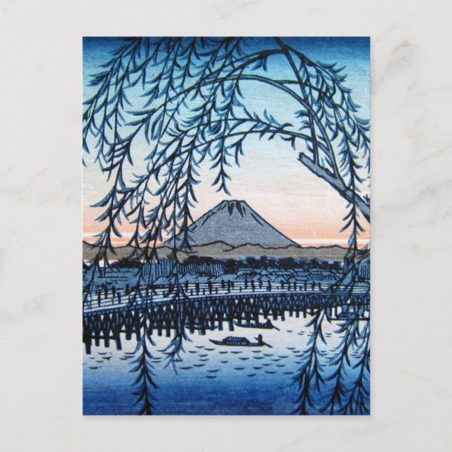 Postal Ukiyo-e Mt Fuji Japón (Anverso)