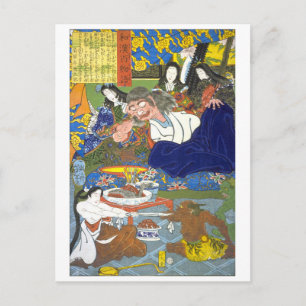 Postal ukiyoe - 和漢百物語 No.08 - 酒呑童子 -