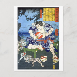 Postal ukiyoe - 和漢百物語 No.11 - 白藤源太 -