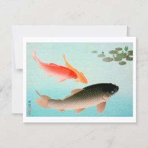 Postal Ukiyoe - Carpa común y dorada