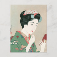 Ukiyoe [Goyo] Mujer con pincel rojo