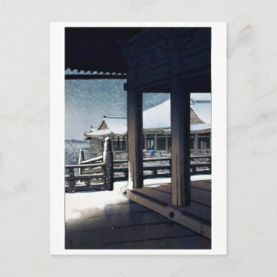 Postal ukiyoe [hasui] A09 Nieve de la Tarde en Kiyomizu-d