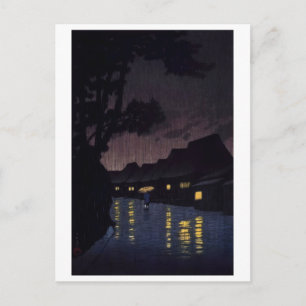 Postal ukiyoe [hasui] A10 Lluvia en Maekawa en Soshu