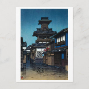 Postal ukiyoe [hasui] A20 Torre de la Campana en Okayama