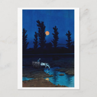 Postal ukiyoe [hasui] A26 Luna de la tarde en Nakajima, S
